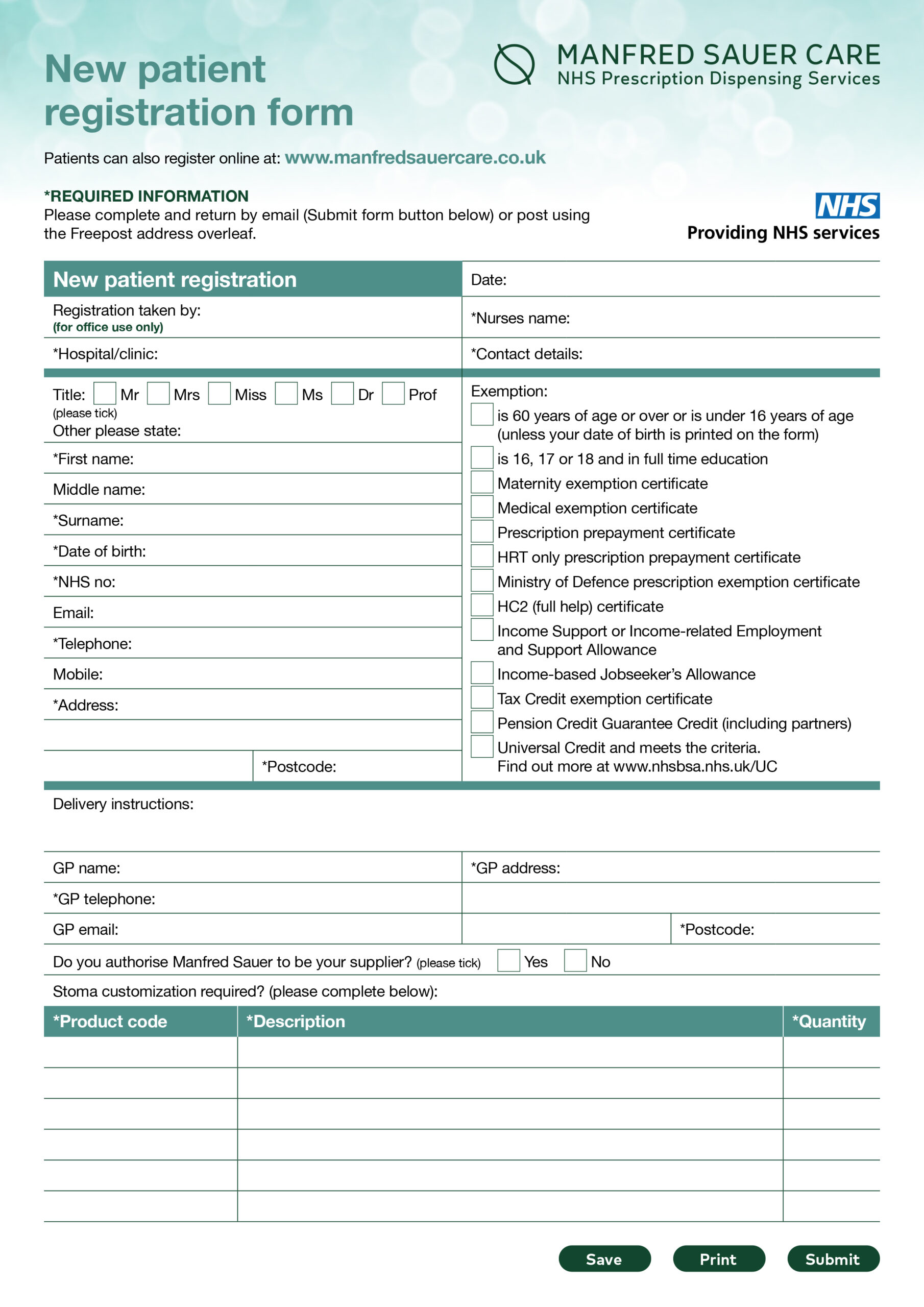 New Patient Registration Form